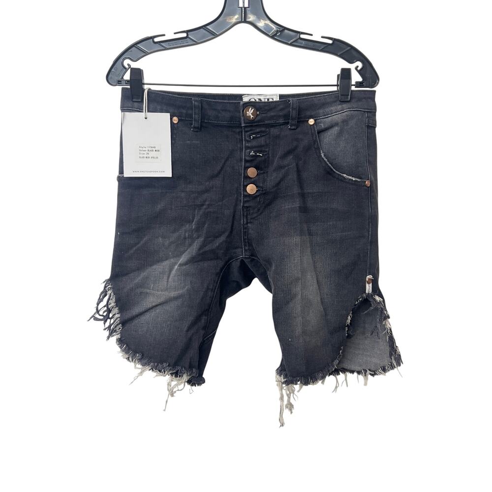 NWT One Teaspoon Sz 26 Apollos Black Musk Cut Off Button Fly Denim Jean Shorts